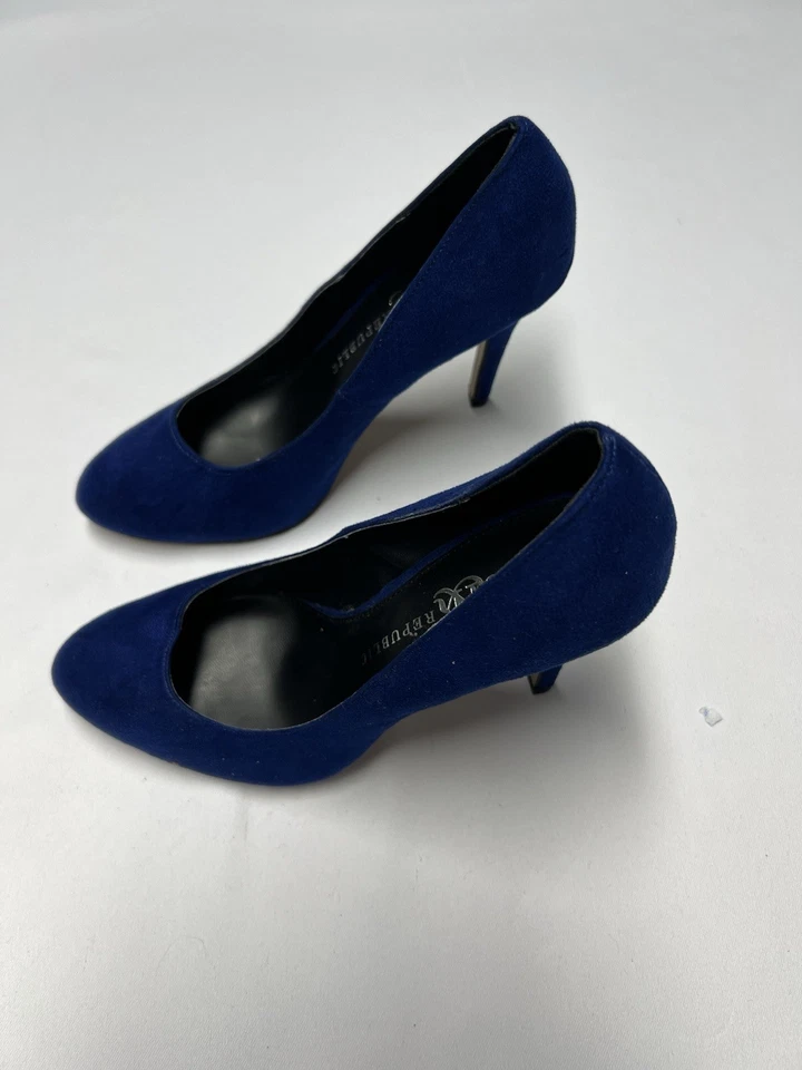 Zapatos de tacón Rock Republic para mujer 8 M Gwen informales sin cordones tela azul aguja Foto 4 de 4