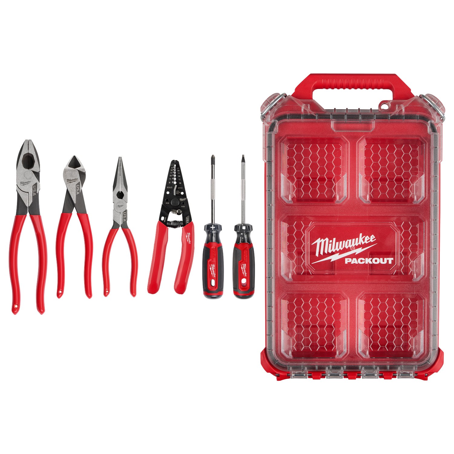 Milwaukee MT500-6P 6pc Pliers Wire Stripper Screwdriver Set w PACKOUT Organizer