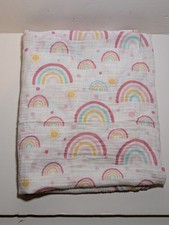 Parent's Choice Baby Swaddle Blanket Muslin Rainbow 47" 100 Cotton