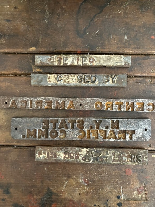 Vintage Industrial Letter Dies Lot – Reverse Metal Plates – License / Dealer / T