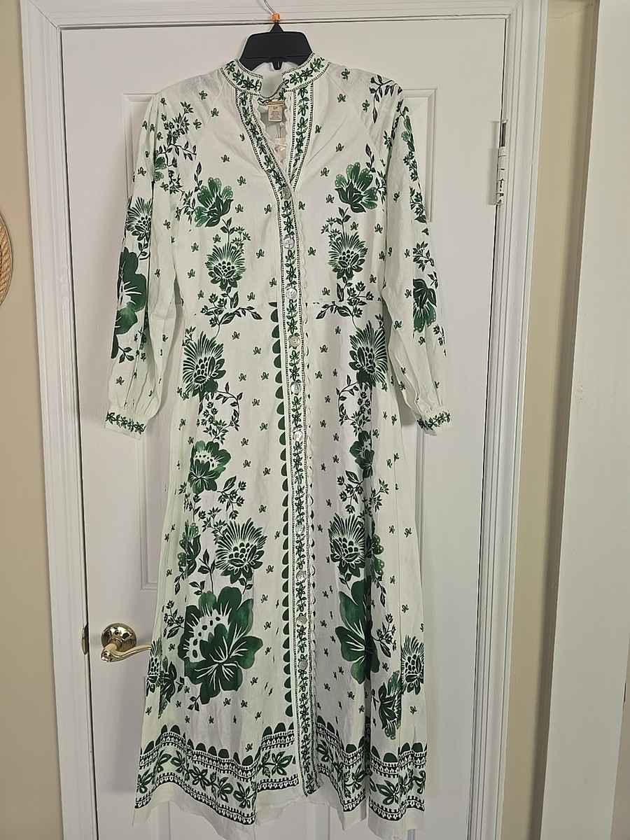 NWT MAGASCHONI Linen Blend Border Print Dress Sz M | eBay