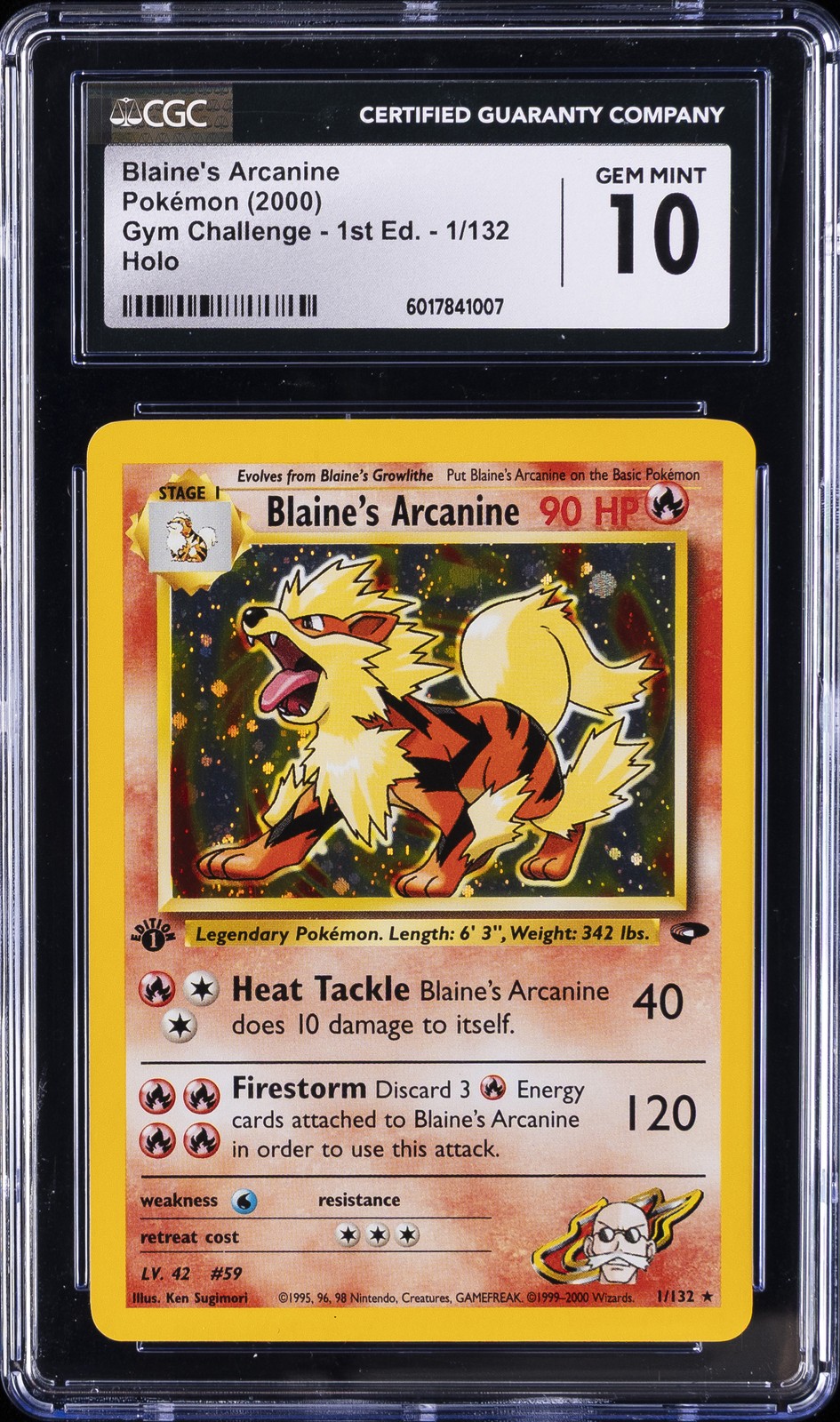 2000 GYM CHALLENGE 1ST ED #1 BLAINE'S ARCANINE CGC 10