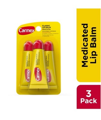 Carmex Classic Medicated Lip Balm Moisturizer 3 Tubes Total