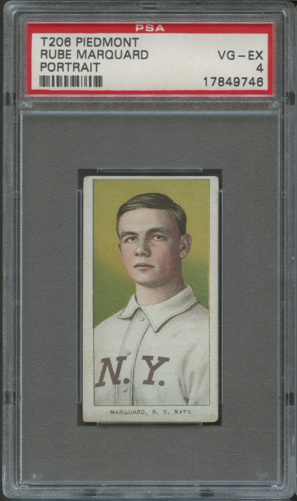 1909 T206 Rube Marquard Portrait Piedmont 350 PSA 4