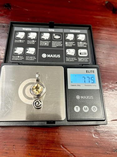 Sterling Silver And Faceted Citrine Pendant 7.75 Grams - Picture 10 of 10