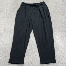 Athleta Cardiff Pants Womens Size 16 Black Belted Cuffed Travel Casual Stretch