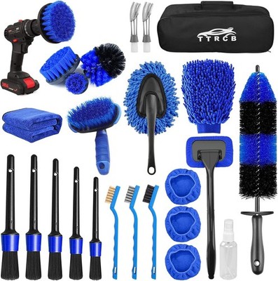 Pro 26-Piece Car Wash Kit: Detail Brushes, Cleaning Tools & Accessories Included