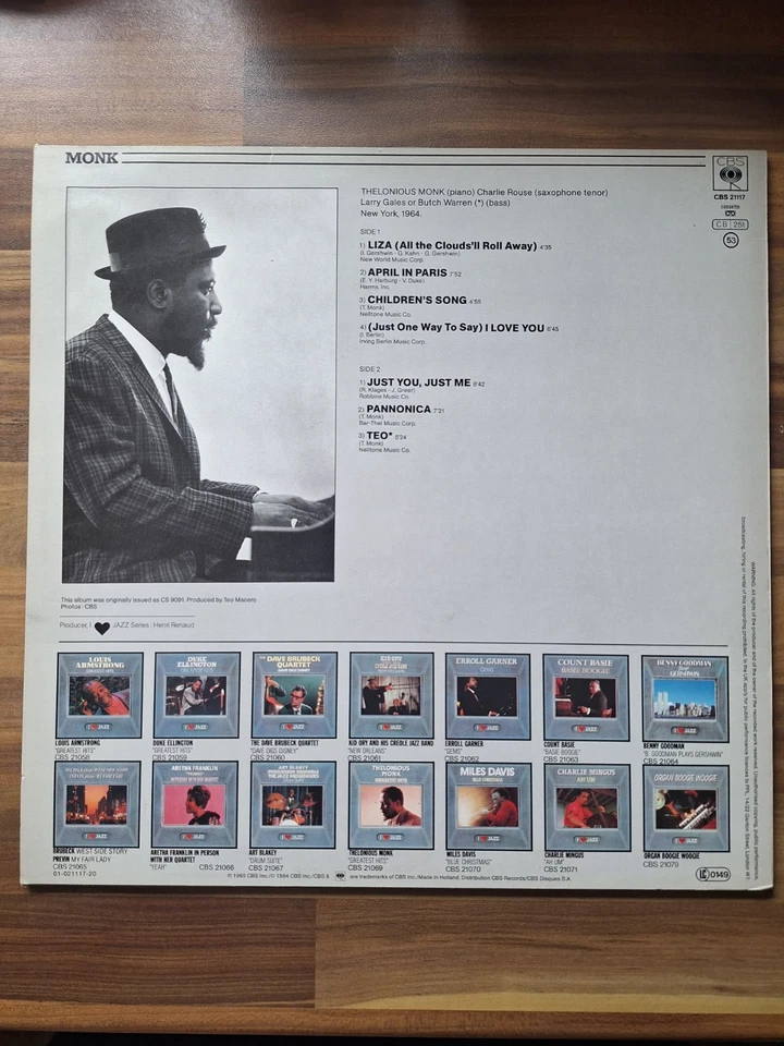 Thelonious Monk Excellent Vinyl LP Record Album CBS21117 I Love Jazz Compilation - Image 2 of 4