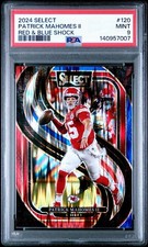 2024 Panini Select Premier Level Patrick Mahomes II #120 Red & Blue Shock Prizm