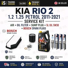 SERVICE KIT FILTERS + SPARK PLUGS + 5L OIL KIA RIO 2 1.2 1.25 PETROL 2011-2021