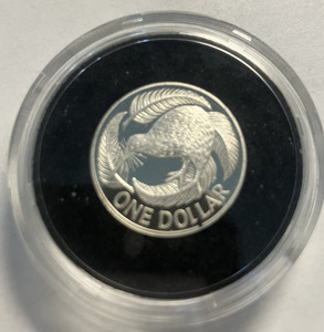 elf New Zealand 1 Dollar 1992  Silver Proof Kiwi Bird Piedfort