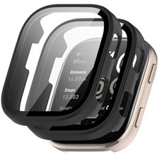 Msvueioe 2-Pack Case with Tempered Glass Screen black / Hard 