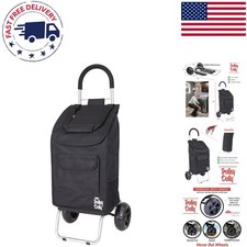 Compact Black Shopping Trolley Dolly with Beefy Wheels for Any Terrain - 5 lbs