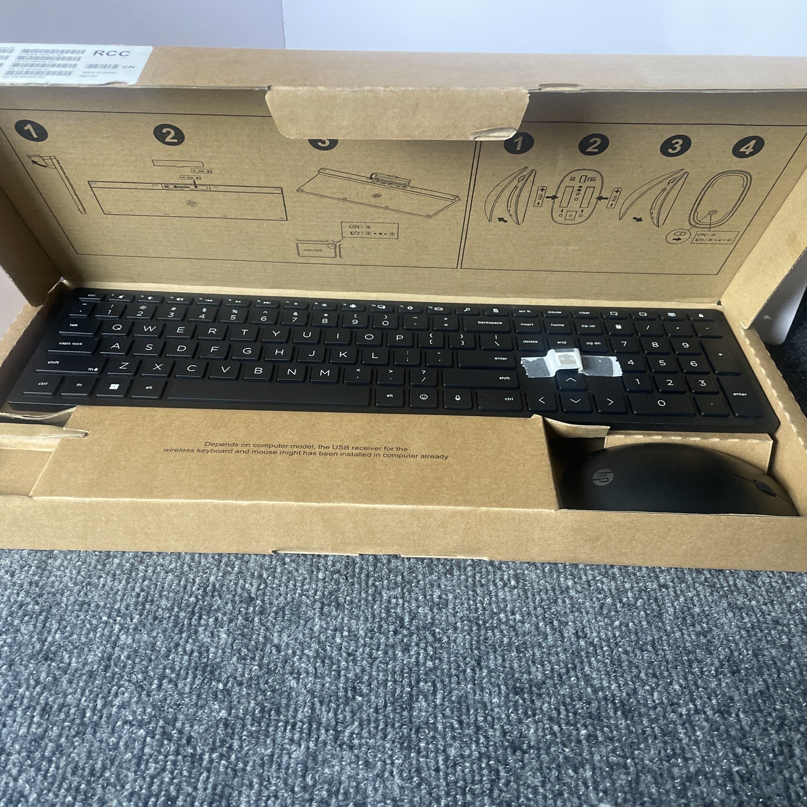 HP 710 Wireless Slim Keyboard & USB, Mouse Combo HSA-P001D New-Open Box Black 