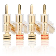 HiFi Banana Plugs Speaker Connectors Screw Locking Banana connectors Gold Pla...