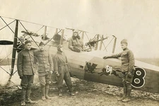 U.S. AIR CREW WITH BIPLANE 1920 WWI ERA PHOTOGRAPH PHOTO PRINT