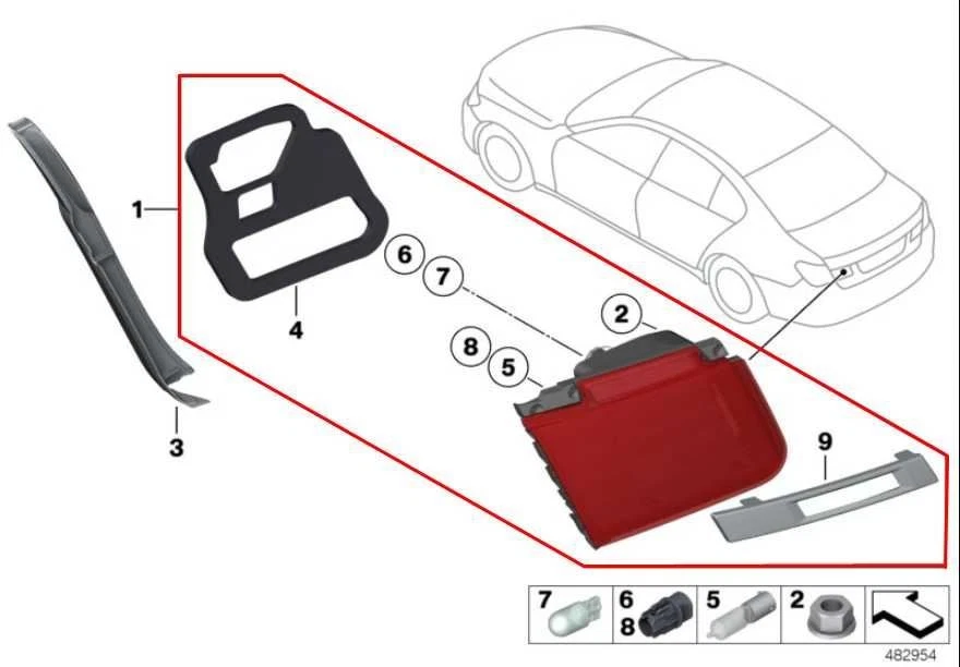 Luz trasera derecha pasajero BMW 750Li xDrive 2010-2012 63217182206 Foto 2 de 4