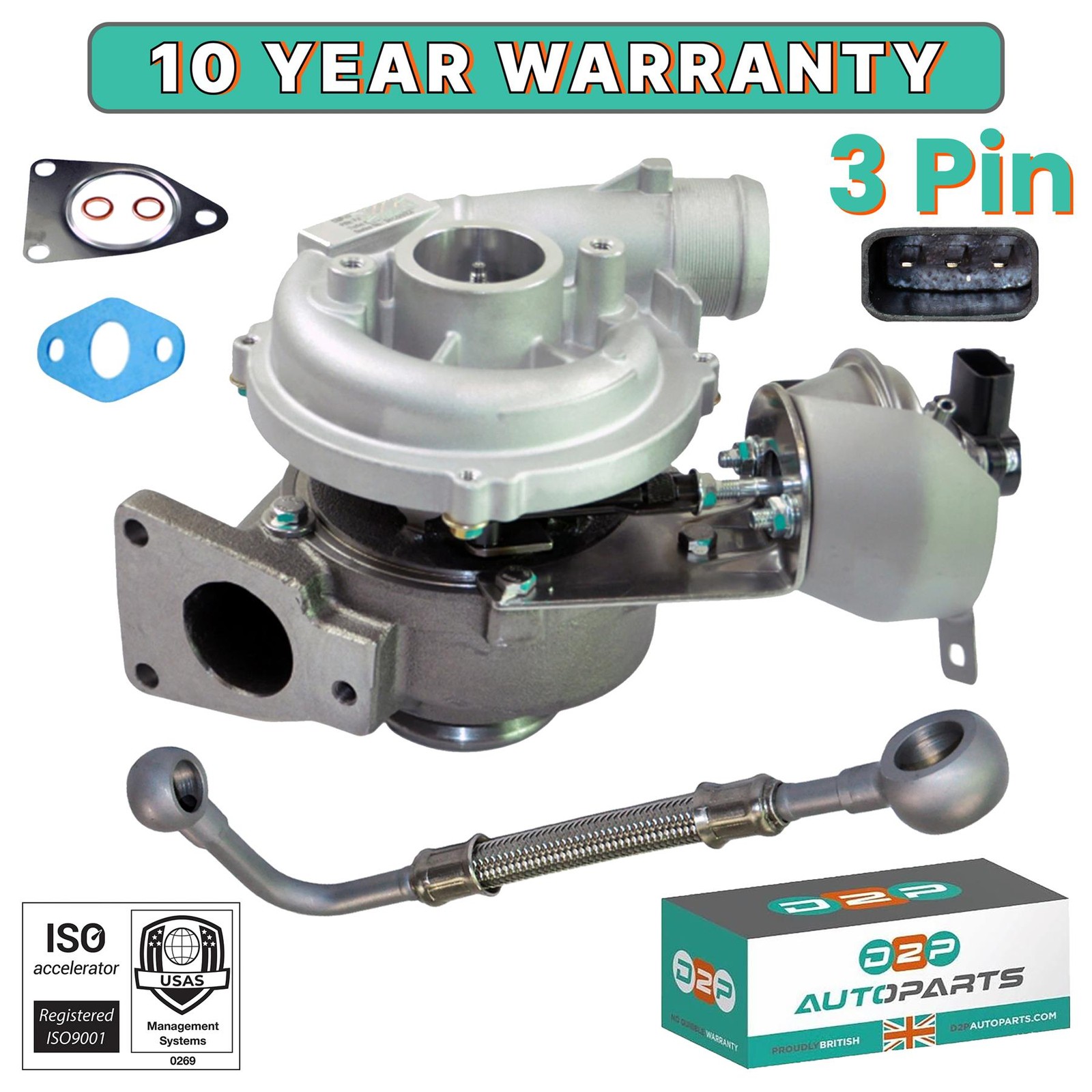 TURBOCHARGER & OIL FEED LINE PIPE FOR VOLVO C30 C70 S40 V50 V70 8603178 8603435