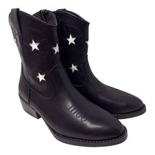 Wonder nation black western style cowgirl boots w/white stars girls size 5