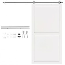 HOMCOM Sliding Door Hardware Kit Smooth Quiet 200cm Sliver Tone