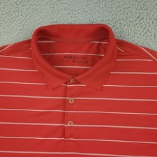 Nike Golf Polo Shirt Mens XL Red Stripe Dri-Fit Short Sleeve Performance Golf