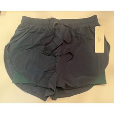 High Waist Running Shorts Green 2in1 Quick Dry Elastic Athletic Shorts Sz Large