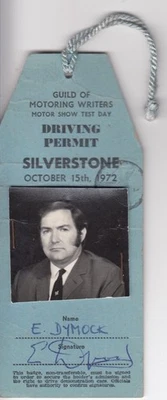 1972 SILVERSTONE GUILD OF MOTORING WRITERS MOTOR SHOW TEST DAY PERMIT TICKET - Image 1 of 2