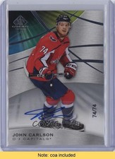 2019 SP Game Used Uniform Number Serial Numbered 1/1 John Carlson #77 Auto 6v3