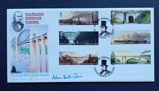 Cubierta de primer día firmada por Adam Hart Davis. Brunel 2006 Saltash Cornualles