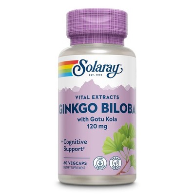 SOLARAY Ginkgo Biloba Extract with Gotu Kola - 60 Count (Pack of 1), White 