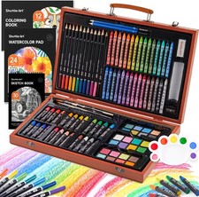 106 Piece Deluxe Art Set, Art Supplies in Wooden Case, Painting Drawing Art