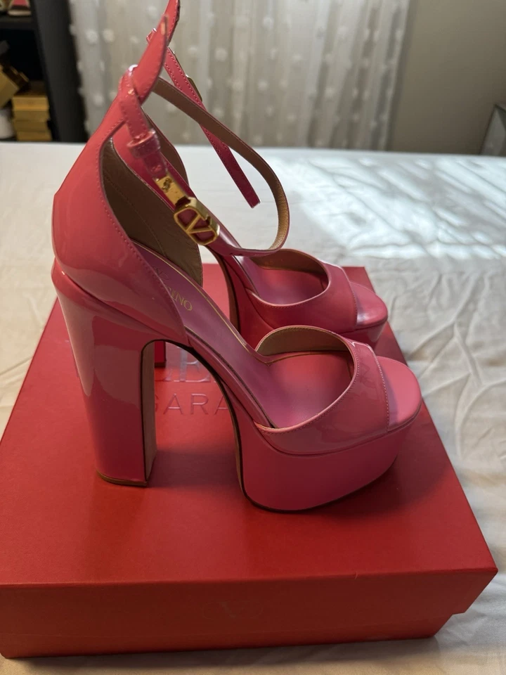 Valentino Garavani 棕褐色 Go 平台粉色漆皮高跟鞋 EU38 US8 — 第 2/4 张图片