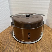 Vintage Large 5 Piece 1960's Brown MCM Metal Cake Carrier