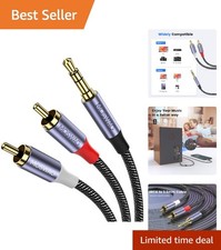 Image of 3.5mm Male to 2 RCA Male Audio Cable - Gold-Plated & Tangle Resistant