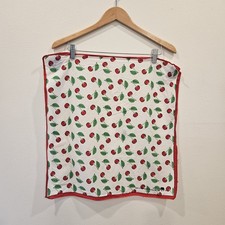 Vintage Bandana Printed Cherry Motif Cotton Blend Made In USA Springs 19X21