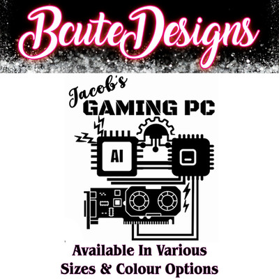 GAMING PC KI personalisierter Name Vinyl Aufkleber Transfer Sticker PC Hülle Fenster GPU