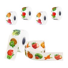 6 Rolls Waterproof Carton Fruit Stickers - Easy Peel & Self-Adhesive Food Label