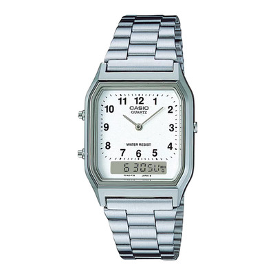 Casio AQ-230A-7B 30M WR Alarm Dual Time Date Stainless Steel Bracelet Quartz Day