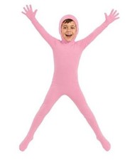 Kids High Stretch Spandex Halloween Cosplay Bodysuit Costume Open Large Pink