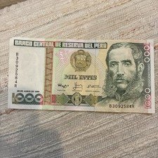 1988 - Banco Central De Reserva Del PERU - 1000 Peruvian Intis Banknote 