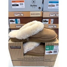 1411-1412 Kirkland Shearling Slipper Womens Size 10 Tan Genuine Suede Sheepskin