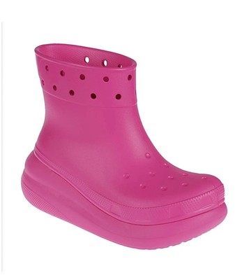 CROCS  Classic Crush Rain Boots Pink Platform Comfort Waterproof Men 9 Women 11