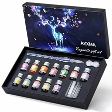 Glass Dip Calligraphy Pen Set, 14-Pieces 12 Color Inks, Pen Holder, Cleaning ...