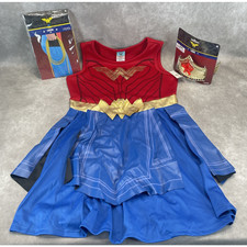 New Wonder Woman Costume Youth Size L w/Accessories Lasso Tiara Halloween Lot