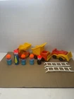 Vintage Fisher-Price Little People Construction Lot with Dump Trucks and Figures
