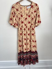 Faithfull The Brand X Anthropologie Melia Tiered Boho Bell Sleeve Floral Dress