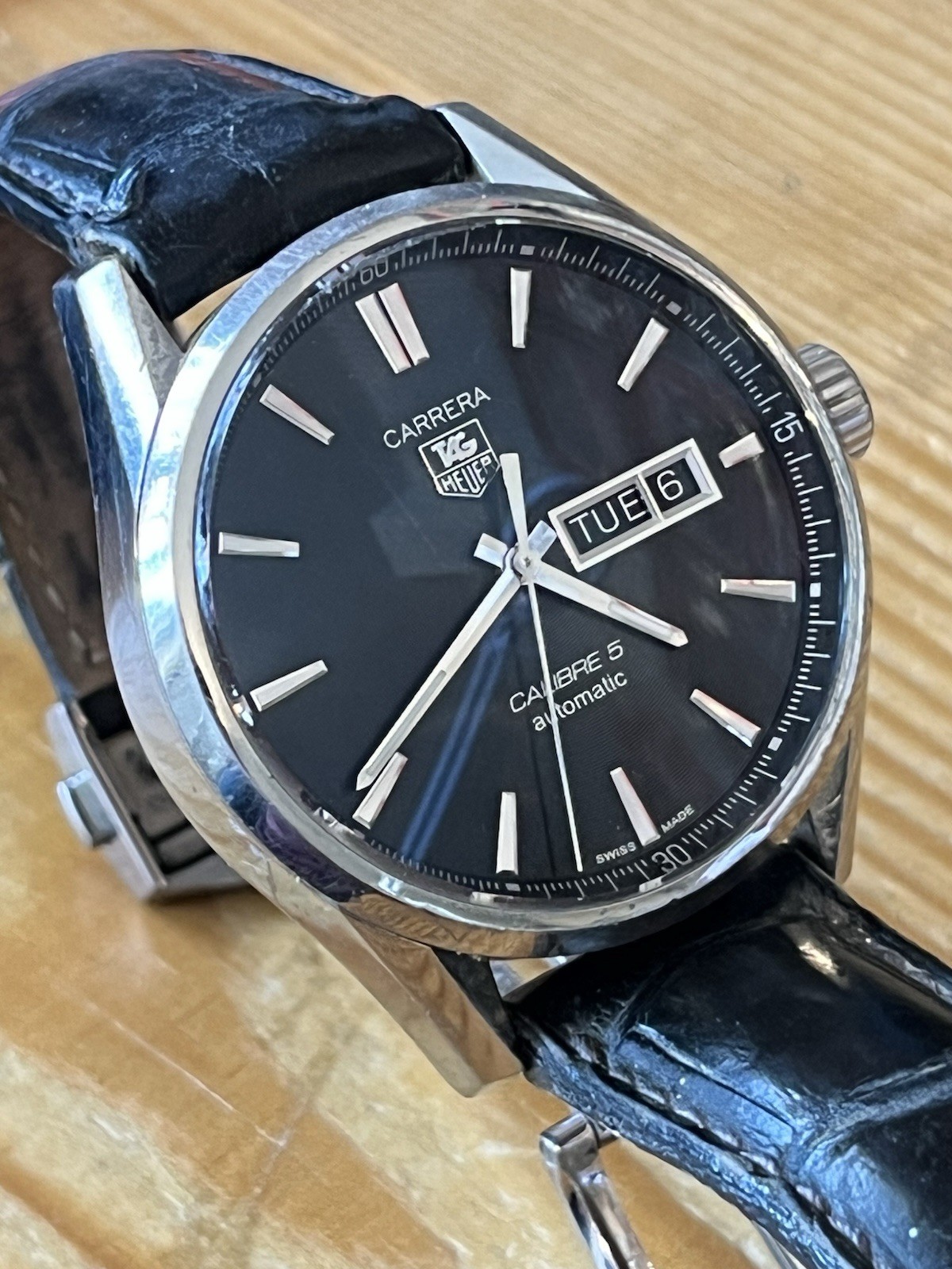 Tag Heuer Carrera, Day/Date, Calibre 5, Automatic, OG Butterfly Clasp + Crown image 3