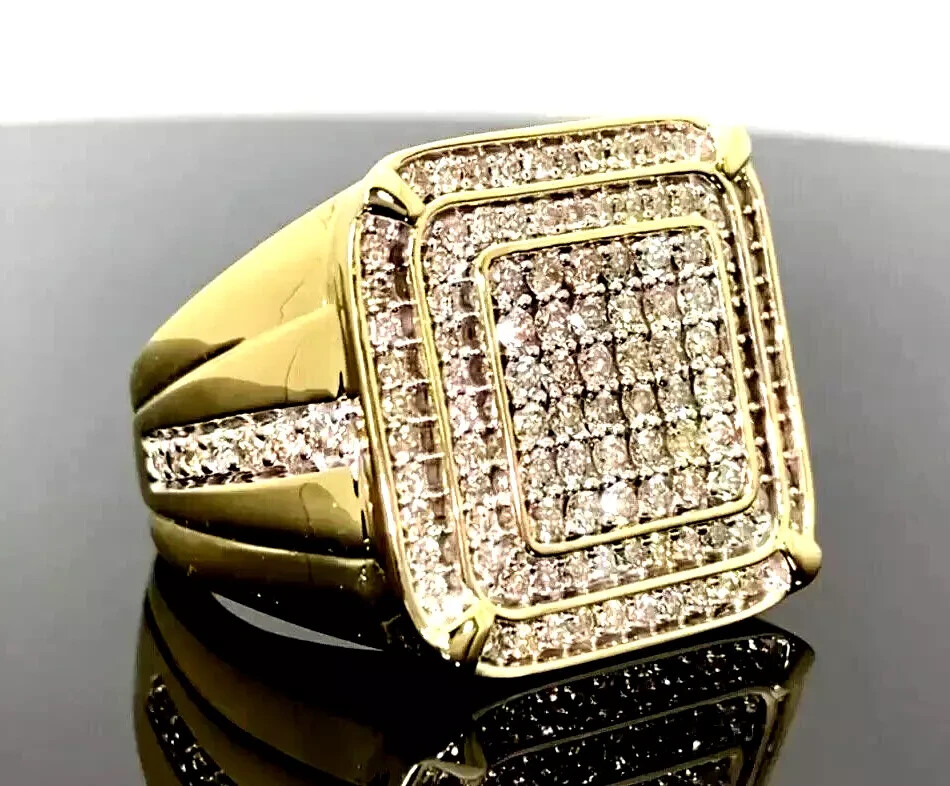 Lab Created 14K Yellow Gold Plated Round Diamond Mens Wedding Pinky Ring  Ct