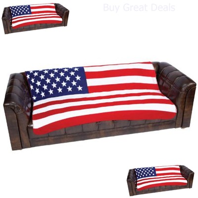 American Flag Blanket Fleece Throw Bedding Couch Cover Bed United States Print