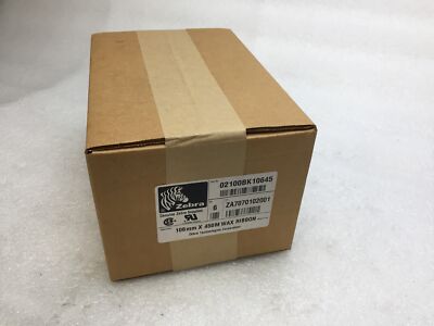 Case of 6 NEW Zebra Technologies 2100 Series Wax Ribbon 106mmx450m 02100BK10645